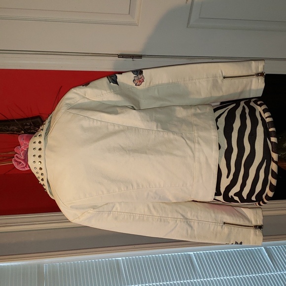 FF 💘VINTAGE EMBROIDERED FLORAL BOHO SOHO CHIC STUDDED BLAZER MOTORCYCLE JACKET - Picture 8 of 14